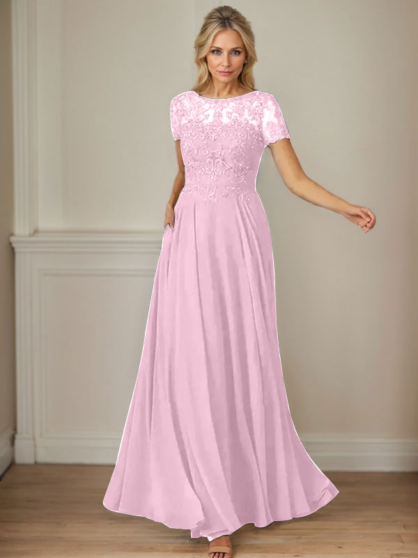 Robe en mousseline de soie bleu marine foncé, coupe trapèze, col bateau et sequins 