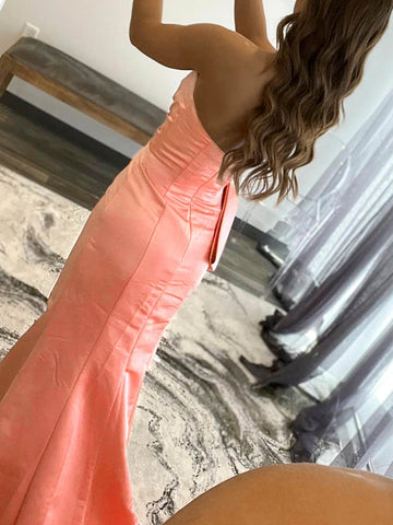 Robe de bal sirène bustier longue en satin avec nœud papillon