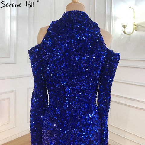 Robe de bal longue bleu roi à paillettes scintillantes, haut sexy, style sirène, pour fille africaine, nouvelle collection 2025, LA70453 
