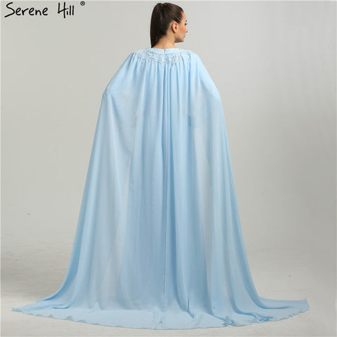 On Sale No Return No Refund Long Sleeves Fashion Beach Evening Dresses Appliques Pearls With Cap Chiffon Evening Gowns 2025 New HA2134