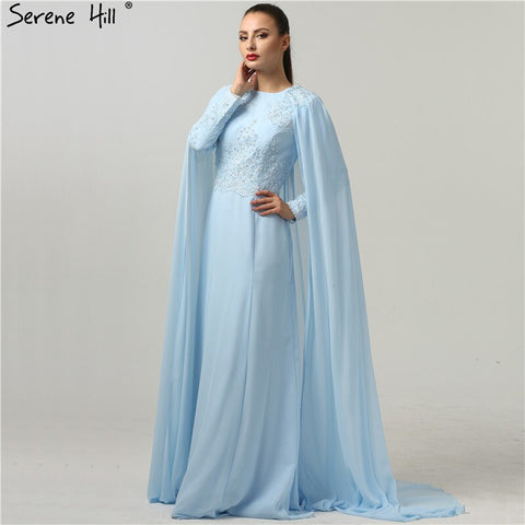 On Sale No Return No Refund Long Sleeves Fashion Beach Evening Dresses Appliques Pearls With Cap Chiffon Evening Gowns 2025 New HA2134