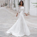 Long Sleeves Lace Wedding Dress For Women Brides Sexy Boat Neck Mermaid Appliques Bridal Gown Custom Made