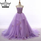 Long Train Wedding Dress Strapless Beading Flowers Tulle Sexy Off The Shoulder Bridal Gwon 2025 Real Picture HM66253