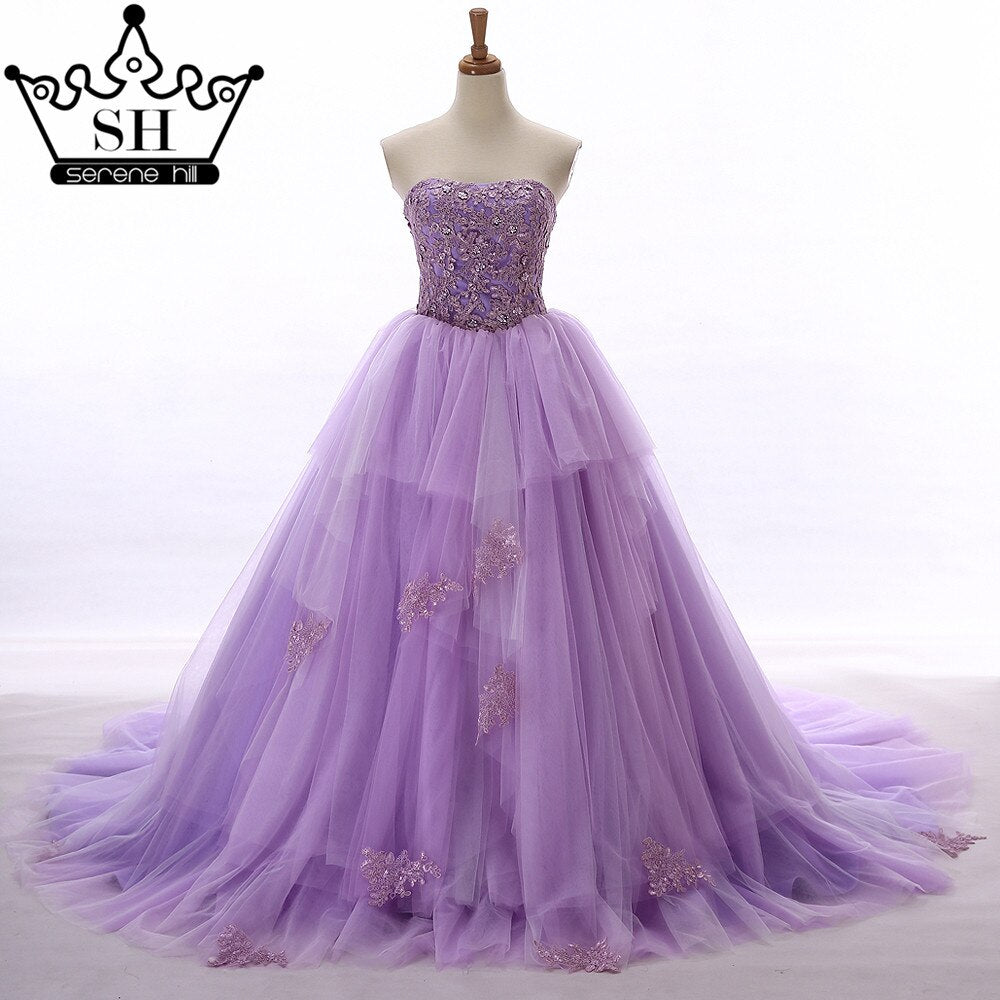 Long Train Wedding Dress Strapless Beading Flowers Tulle Sexy Off The Shoulder Bridal Gwon 2025 Real Picture HM66253