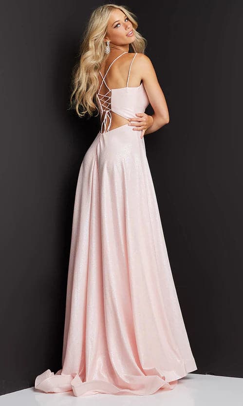 Vestido largo de fiesta rosa brillante SYP81