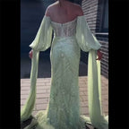 Luxurious Mint Beaded Mermaid Evening Dress Gown 2025 LA72096 for Women Wedding Party