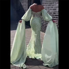 Luxurious Mint Beaded Mermaid Evening Dress Gown 2025 LA72096 for Women Wedding Party
