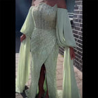Luxurious Mint Beaded Mermaid Evening Dress Gown 2025 LA72096 for Women Wedding Party