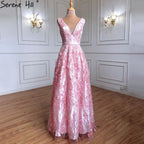 On Sale no return no refund Sale Deep-V Tulle Evening Dresses Appliques Pearls Sleeveless LA6482