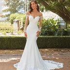 Robes de mariée de luxe en dentelle appliquée, dos nu sexy, bustier cœur, robe de bal sirène à traîne, tenue de cérémonie pour la noce, Amanda Novias 