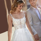 Vestidos de novia de sirena de lujo, sin mangas, con hombros descubiertos, espalda descubierta, apliques, tirantes finos, estilo sirena, colección 2025, con encaje, apliques y un toque sexy.