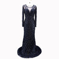 Luxury Pink O-Neck Mermaid Evening Dresses 2025 Dubai Long Sleeves Glitter Evening Gown LA70248