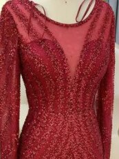 Luxury Pink O-Neck Mermaid Evening Dresses 2025 Dubai Long Sleeves Glitter Evening Gown LA70248