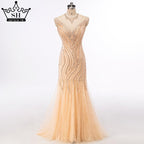 Sale Luxury Sexy Mermaid Newest Evening Dresses Long Crystal Beading Tulle 2025 Robe De Soiree LA6077