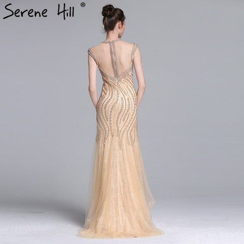 Sale Luxury Sexy Mermaid Newest Evening Dresses Long Crystal Beading Tulle 2025 Robe De Soiree LA6077