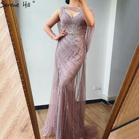 Luxus Champagner Sexy Split Abendkleider 2025 Diamant Sleeveless Meerjungfrau Formale Kleid Ruhigen Hill LA70301