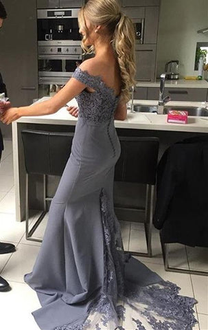 Lace Sweetheart Mermaid Off Shoulder Sweep Train Bridesmaid Dresses