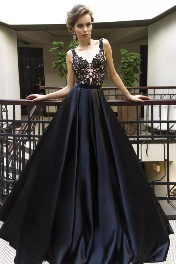 Nouvelle robe de bal noire, robe de soirée, robes de fête, robes de bal pour adolescentes 