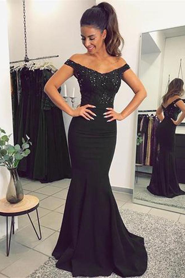 Vestidos de fiesta de sirena con encaje, escote en V y hombros descubiertos, con apliques, vestidos de noche 