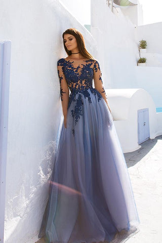 Robe de soirée en dentelle à dos nu et manches longues transparentes, robe de bal 