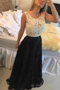 Vestidos de fiesta de encaje sin mangas con corte en A y detalles de joyas, vestidos de noche 