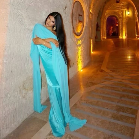 Elegante vestido largo de fiesta de un solo hombro, vestido de noche de satén Y7860