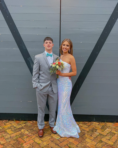 Robe de bal sirène asymétrique à sequins, robe de soirée chic Y1895