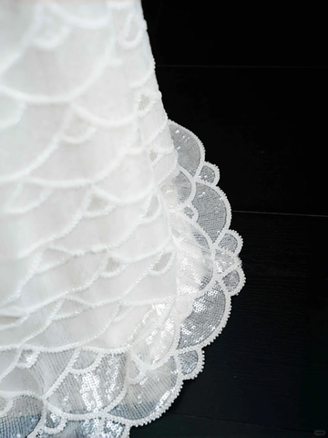 Classy White  Sequins Pearls Chain Sheath Long Prom Dress Evening Dress Y8670