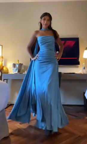 Elegant Blue Prom Dress Chic Blue Evening Dress Y7442