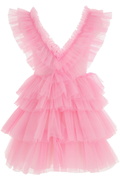Precioso vestido rosa de tul corte A para fiesta de bienvenida, vestido rosa de graduación Y2451
