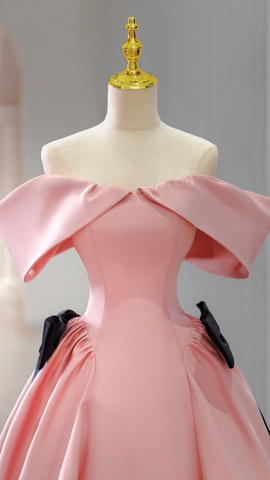 Pink Satin Long Prom Dress Pink Formal Evening Dresses Y4974