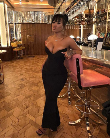 Robe de soirée fourreau noire élégante, robe de bal cintrée Y4242