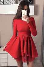 Vestido corto de fiesta, manga larga, negro, para baile de bienvenida