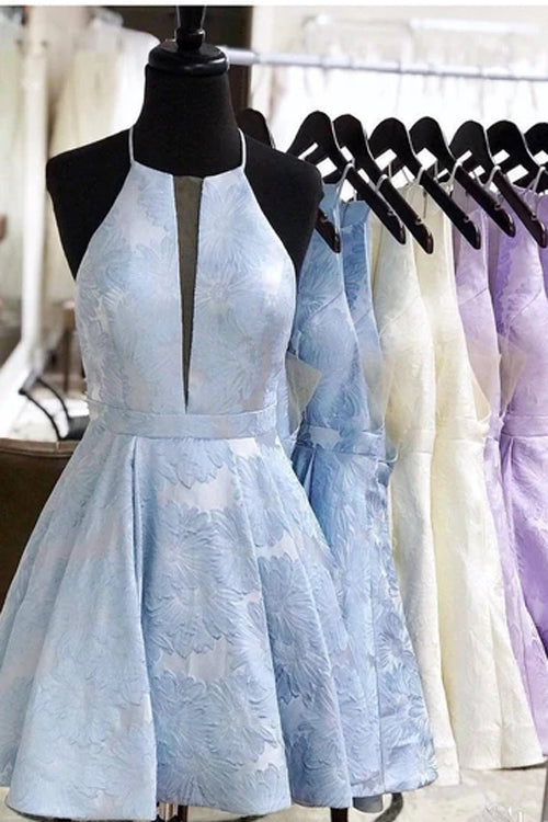 Robe de bal de fin d'année à fleurs avec poche et dos nu