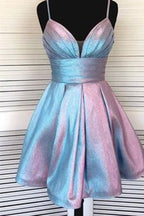 Robe de soirée à bretelles spaghetti, col V court, robe de bal de fin d'année