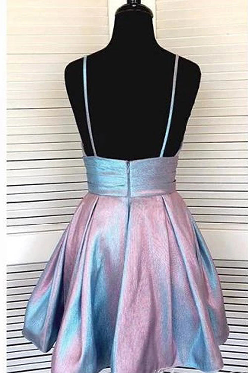 Robe de soirée à bretelles spaghetti, col V court, robe de bal de fin d'année
