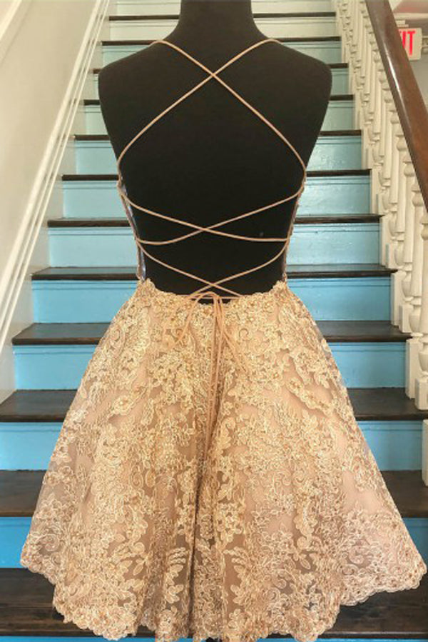 Vestidos de fiesta de bienvenida con tul, corte en A, apliques de encaje y tirantes finos