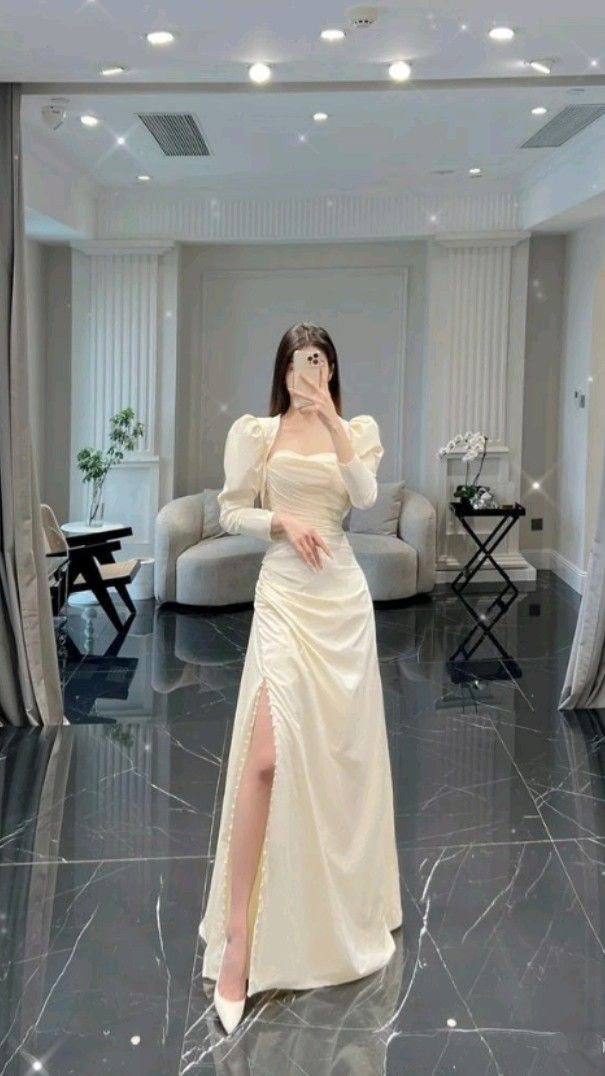 Vestido de fiesta estilo retro corte A con mangas largas, vestido de noche, vestido de gala Y5229