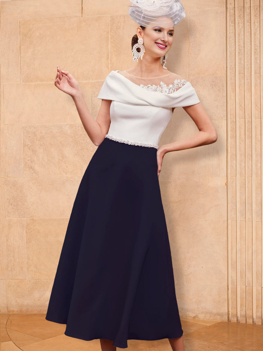 Vestidos de corte princesa/línea A para la madre de la novia con apliques y pedrería 