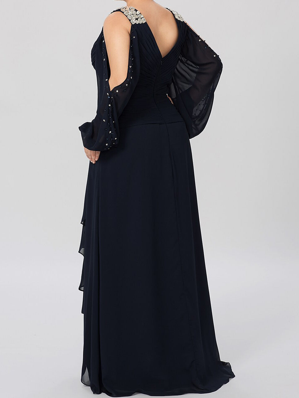 Vestidos de corte princesa/línea A para la madre de la novia con escote en V y pedrería 