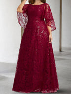 Vestidos de corte princesa/línea A para la madre de la novia con apliques y lentejuelas 