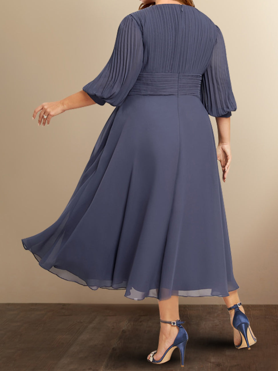 Robes de mère de la mariée coupe trapèze/col princesse en V 