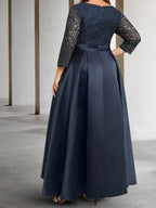 Vestidos de corte princesa/línea A para la madre de la novia, manga larga y apliques. 