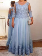 Vestidos de corte princesa/línea A para la madre de la novia en tul con apliques 