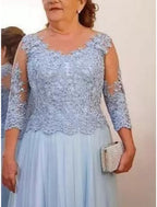 Vestidos de corte princesa/línea A para la madre de la novia en tul con apliques 