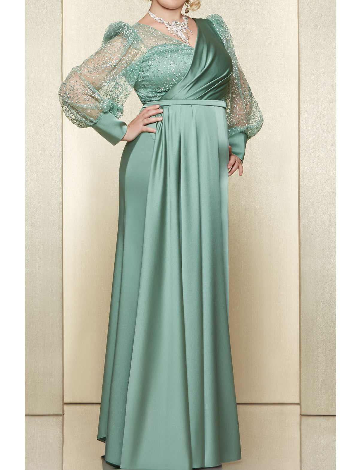 Vestidos de corte princesa/línea A para la madre de la novia con escote en V y lentejuelas 