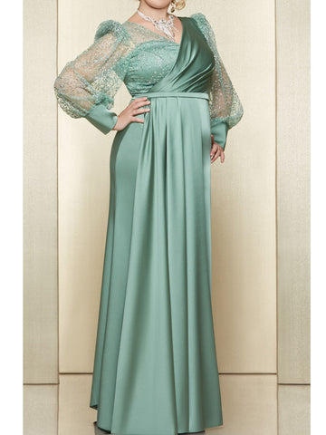 Robes de mère de la mariée de coupe trapèze/princesse à col en V avec sequins 