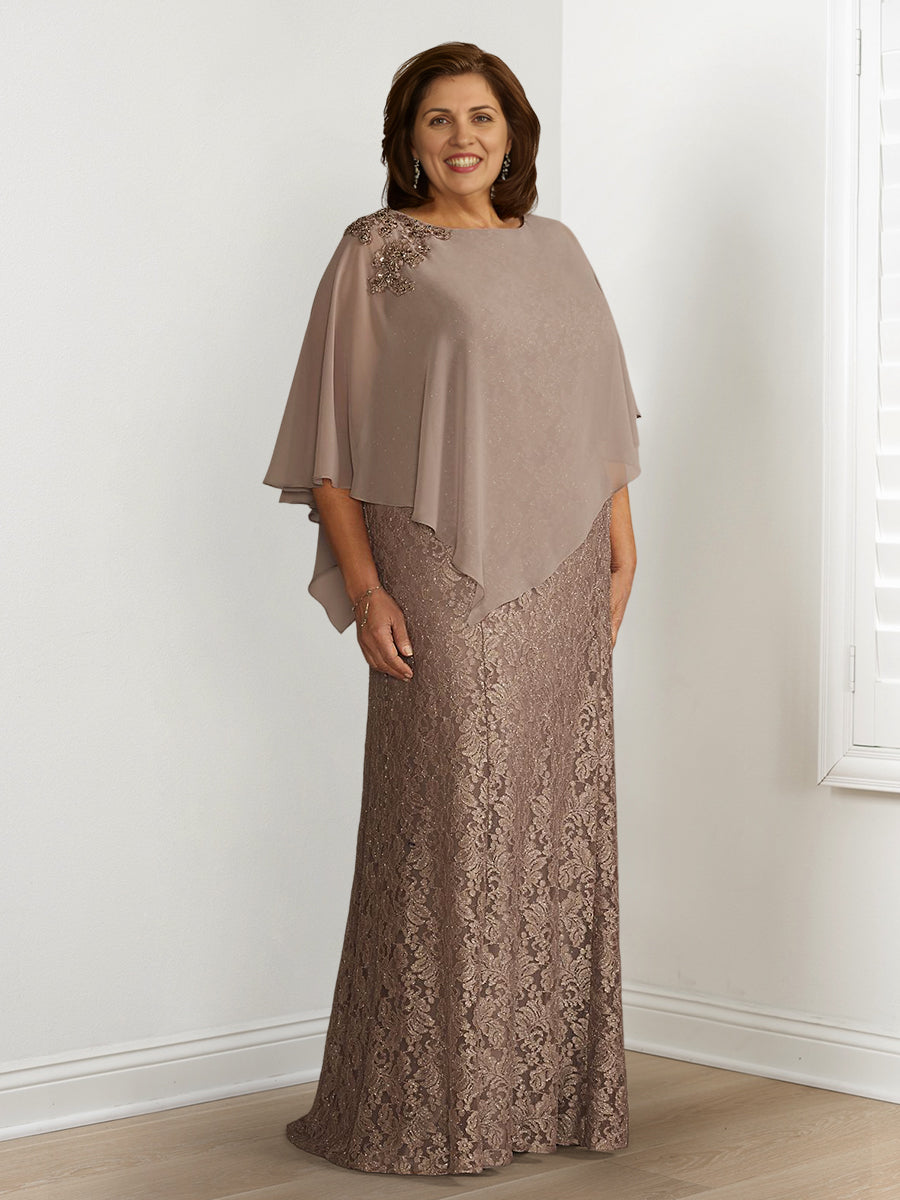 Robes de mariée de style princesse/ligne A pour la mère de la mariée, avec appliques et châles 