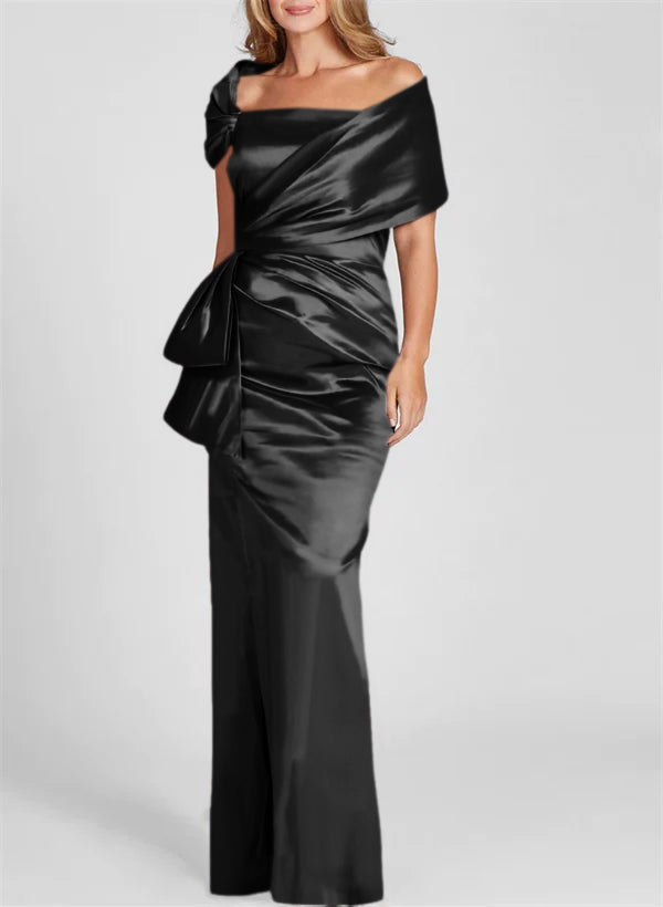 Vestidos de corte recto/columna con hombros descubiertos y largo hasta el suelo para la madre de la novia 