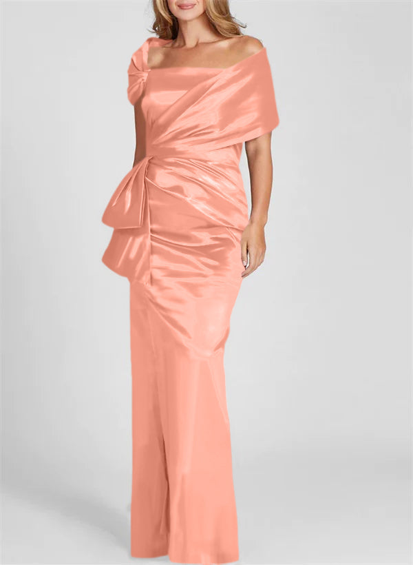 Vestidos de corte recto/columna con hombros descubiertos y largo hasta el suelo para la madre de la novia 